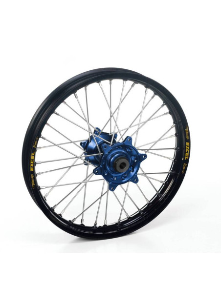 Roue arrière complète 17x4,50 HAAN WHEELS - 36 rayons - Cercle EXCEL noir / Moyeu bleu - GASGAS / HUSABERG / HUSQVARNA / KTM