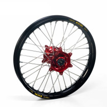Roue arrière complète 17x4,50 HAAN WHEELS - 36 rayons - Cercle EXCEL noir / Moyeu rouge - GASGAS / HUSABERG / HUSQVARNA / KTM