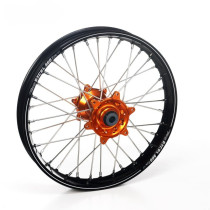 Roue arrière complète 19x2,15 HAAN WHEELS - 36 rayons - Cercle EXCEL A60 noir / Moyeu orange - GASGAS / HUSQVARNA / KTM