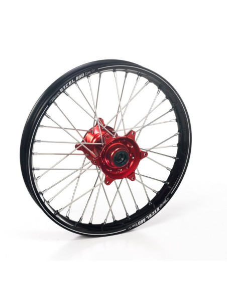 Roue arrière complète 19x2,15 HAAN WHEELS - 36 rayons - Cercle EXCEL A60 noir / Moyeu rouge - GASGAS / HUSQVARNA / KTM