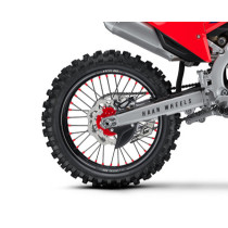 Roue arrière complète 19x2,15 HAAN WHEELS - 36 rayons - Cercle EXCEL A60 noir / Moyeu rouge - GASGAS / HUSQVARNA / KTM