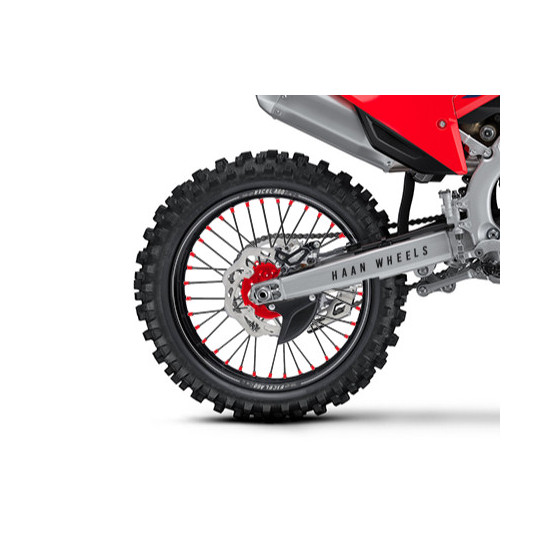 Roue arrière complète 19x2,15 HAAN WHEELS - 36 rayons - Cercle EXCEL A60 noir / Moyeu rouge - GASGAS / HUSQVARNA / KTM