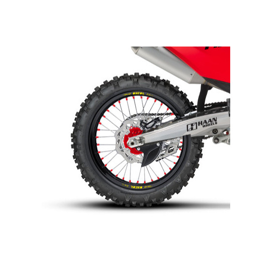Roue arrière complète 19x2,15 HAAN WHEELS - 36 rayons - Cercle EXCEL noir / Moyeu rouge - GASGAS / HUSQVARNA / KTM