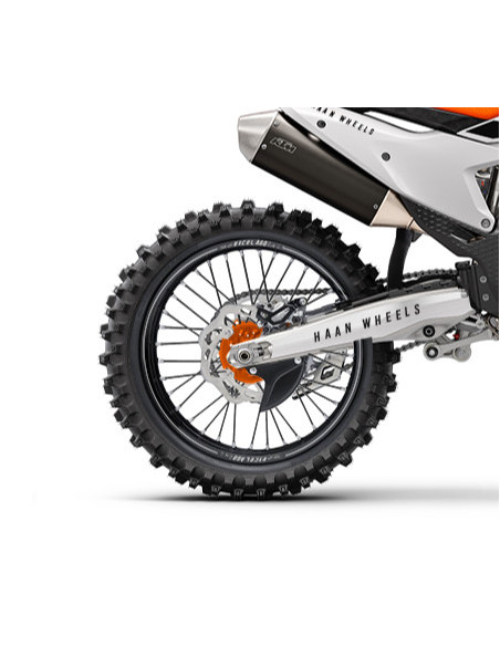 Roue arrière complète 19x2,15 HAAN WHEELS - 36 rayons - Cercle EXCEL A60 noir / Moyeu orange - KTM
