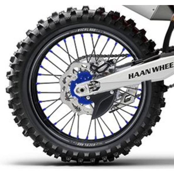Roue arrière complète 19x2,15 HAAN WHEELS - 36 rayons - Cercle EXCEL A60 noir / Moyeu bleu - KTM