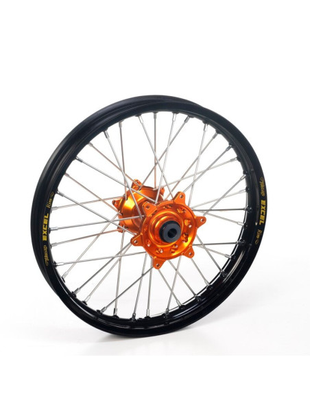 Roue arrière complète 19x2,15 HAAN WHEELS - 36 rayons - Cercle EXCEL noir / Moyeu orange - GASGAS / HUSQVARNA / KTM
