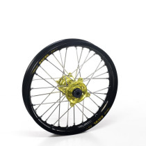 Roue arrière complète 16x1,85 HAAN WHEELS - 32 rayons - Cercle EXCEL noir / Moyeu Jaune - SUZUKI