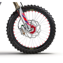 Roue avant complète 21x1,60 HAAN WHEELS - 36 rayons - Cercle EXCEL noir / Moyeu rouge - FANTIC / YAMAHA