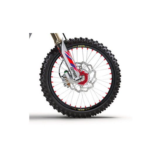 Roue avant complète 21x1,60 HAAN WHEELS - 36 rayons - Cercle EXCEL noir / Moyeu rouge - FANTIC / YAMAHA