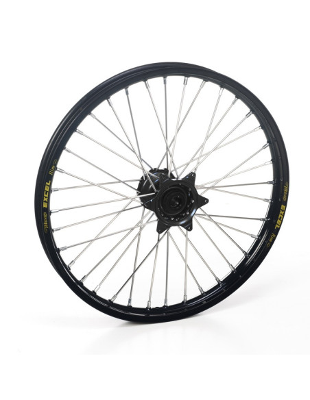 Roue avant complète tubeless 17x3,50 HAAN WHEELS - 36 rayons - Cercle EXCEL noir / Moyeu noir - YAMAHA