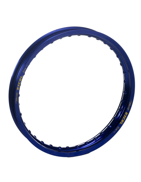 Roue avant complète 21x1,60 HAAN WHEELS - 36 rayons - Cercle EXCEL bleu / Moyeu argent - FANTIC / YAMAHA