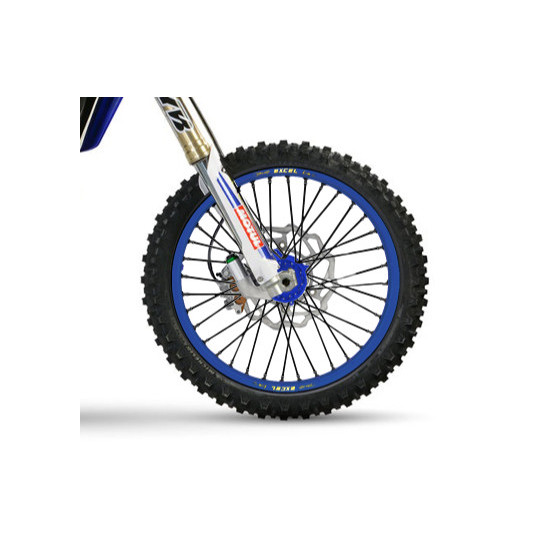 Roue avant complète 17x3,50 HAAN WHEELS - 36 rayons - Cercle EXCEL bleu / Moyeu bleu - SHERCO