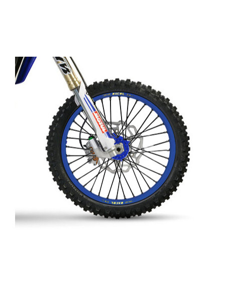 Roue avant complète 17x3,50 HAAN WHEELS - 36 rayons - Cercle EXCEL bleu / Moyeu bleu - SHERCO