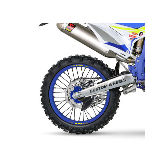 Roue arrière complète 17x4,50 HAAN WHEELS - 36 rayons - Cercle EXCEL bleu / Moyeu bleu - SHERCO