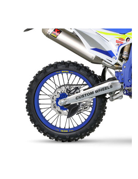 Roue arrière complète 17x4,50 HAAN WHEELS - 36 rayons - Cercle EXCEL bleu / Moyeu bleu - SHERCO