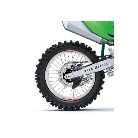 Roue arrière complète 17x5,50 HAAN WHEELS - 36 rayons - Cercle EXCEL argent / Moyeu noir - KAWASAKI