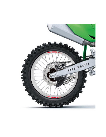 Roue arrière complète 17x5,50 HAAN WHEELS - 36 rayons - Cercle EXCEL argent / Moyeu noir - KAWASAKI