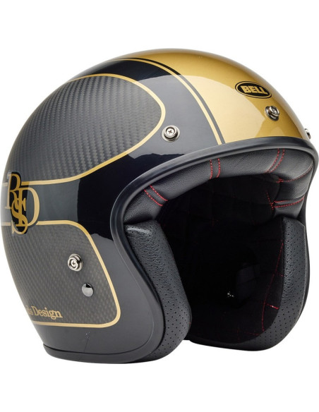 Casque moto jet Bell Custom 500 Carbon Rsd - Noir Mat Or