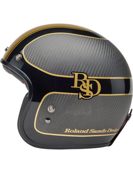 Casque moto jet Bell Custom 500 Carbon Rsd - Noir Mat Or