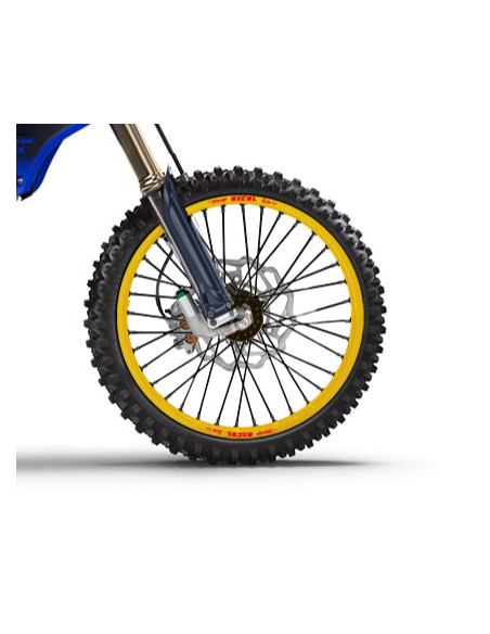 Roue avant complète tubeless 21x2,15 HAAN WHEELS - 36 rayons - Cercle EXCEL or / Moyeu noir - YAMAHA