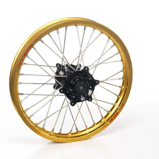 Roue arrière complète tubeless 18x4,25 HAAN WHEELS - 36 rayons - Cercle EXCEL or / Moyeu noir - HONDA