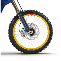 Roue avant complète 21x1,60 HAAN WHEELS - 36 rayons - Cercle EXCEL or / Moyeu noir - FANTIC / YAMAHA