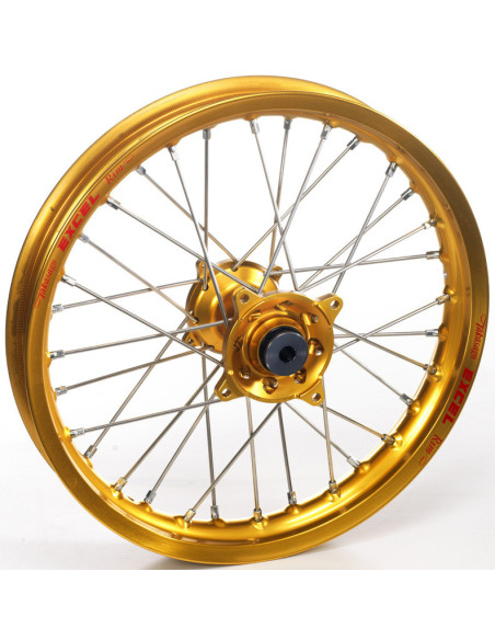 Roue avant complète tubeless 21x2,15 HAAN WHEELS - 36 rayons - Cercle EXCEL or / Moyeu or - YAMAHA