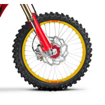 Roue avant complète 21x1,85 HAAN WHEELS - 36 rayons - Cercle EXCEL or / Moyeu rouge - HONDA