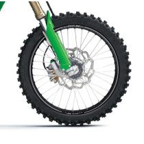 Roue avant complète 21x1,60 HAAN WHEELS - 36 rayons - Cercle EXCEL A60 noir / Moyeu titane - KAWASAKI