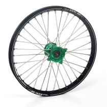 Roue avant complète 21x1,60 HAAN WHEELS - 36 rayons - Cercle EXCEL A60 noir / Moyeu vert - KAWASAKI