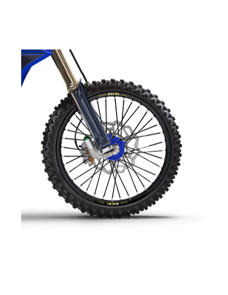 Roue avant complète tubeless 21x1,85 HAAN WHEELS - 36 rayons - Cercle EXCEL noir / Moyeu bleu - YAMAHA