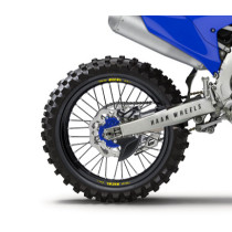 Roue arrière complète tubeless 18x4,25 HAAN WHEELS - 36 rayons - Cercle EXCEL noir / Moyeu bleu - YAMAHA
