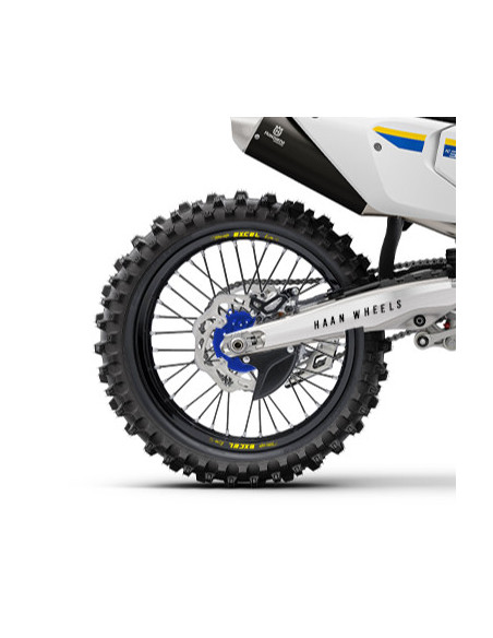 Roue arrière complète 17x4,50 HAAN WHEELS - 36 rayons - Cercle EXCEL noir / Moyeu bleu - HUSQVARNA / KTM