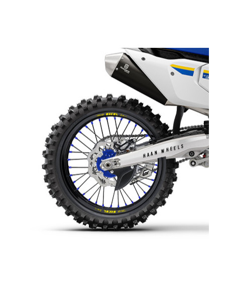 Roue arrière complète 17x3,50 HAAN WHEELS - 36 rayons - Cercle EXCEL noir / Moyeu bleu - KTM