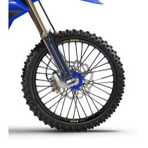 Roue avant complète 17x3,50 HAAN WHEELS - 36 rayons - Cercle EXCEL noir / Moyeu bleu - FANTIC / YAMAHA