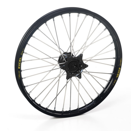 Roue avant complète 21x1,85 HAAN WHEELS - 36 rayons - Cercle EXCEL noir / Moyeu noir - KTM