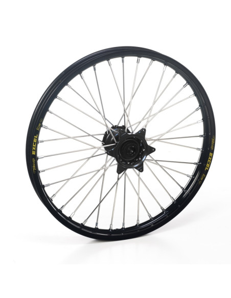 Roue avant complète 21x1,85 HAAN WHEELS - 36 rayons - Cercle EXCEL noir / Moyeu noir - KTM