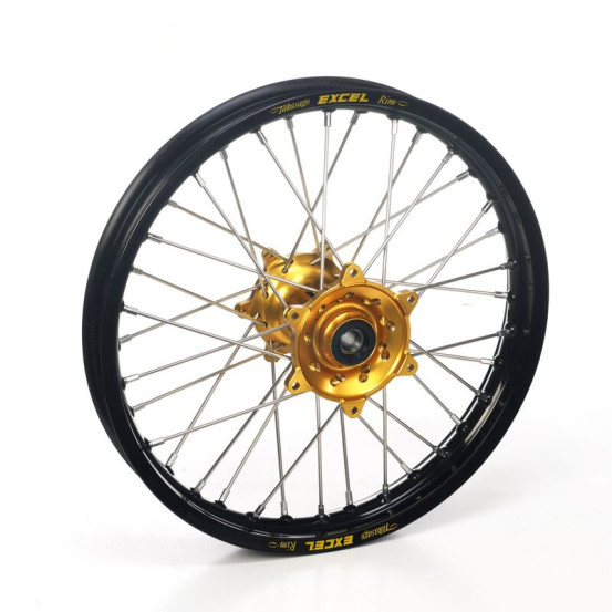 Roue arrière complète tubeless 17x4,50 HAAN WHEELS - 36 rayons - Cercle EXCEL noir / Moyeu or - SUZUKI