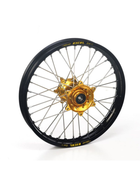 Roue arrière complète tubeless 17x4,50 HAAN WHEELS - 36 rayons - Cercle EXCEL noir / Moyeu or - SUZUKI
