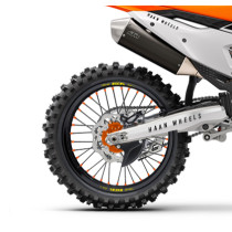 Roue arrière complète 19x2,15 HAAN WHEELS - 36 rayons - Cercle EXCEL noir / Moyeu orange - HUSQVARNA / KTM / STARK