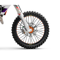 Roue avant complète tubeless 17x3,50 HAAN WHEELS - 36 rayons - Cercle EXCEL noir / Moyeu orange - HUSQVARNA / KTM / STARK