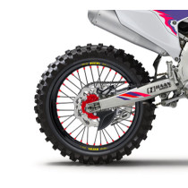 Roue arrière complète 18x2,15 HAAN WHEELS - 36 rayons - Cercle EXCEL noir / Moyeu rouge - YAMAHA