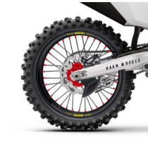 Roue arrière complète tubeless 17x5,00 HAAN WHEELS - 36 rayons - Cercle EXCEL noir / Moyeu rouge - HUSABERG / HUSQVARNA / KTM