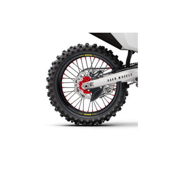 Roue arrière complète tubeless 17x5,00 HAAN WHEELS - 36 rayons - Cercle EXCEL noir / Moyeu rouge - HUSABERG / HUSQVARNA / KTM