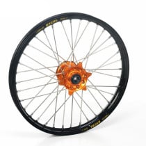 Roue avant complète 21x2,15 HAAN WHEELS - 36 rayons - Cercle EXCEL noir / Moyeu orange - KTM