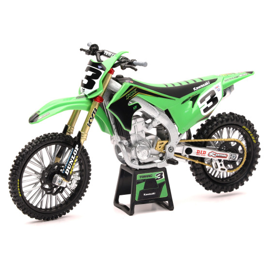 Moto miniature Kawasaki 450 KXF E. TOMAC - Echelle 1/12°