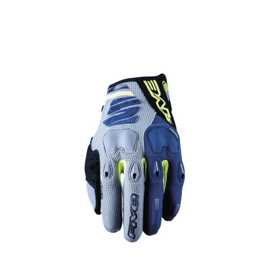 Gants Cross Five E2 - Gris Jaune Fluo Bleu