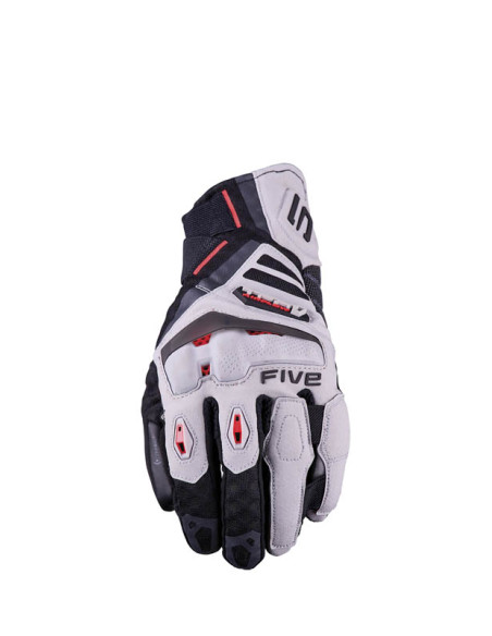 Gants moto Adventure Five TFX1 Airflow Court - Gris Rouge Fluo