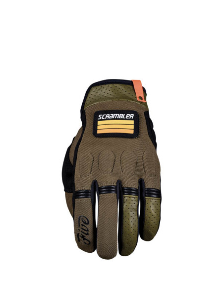 Gants moto Custom Five Scrambler - Kaki Noir
