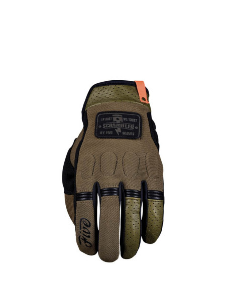 Gants moto Custom Five Scrambler - Kaki Noir